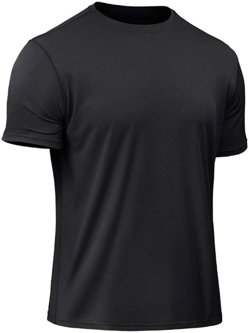 Mens Workout Shirts Dry Fit Big and Tall T Shirts Short Sleeve Athletic Gym Muscle Shirts for Men Moisture Wicking Black 5XL