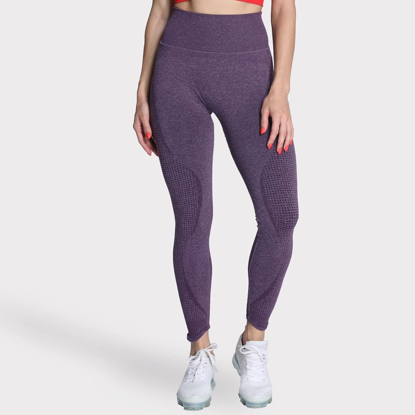 Women'S High Waisted Leggings with Pockets Seamless Scrunch Butt Lifting Workout Gym Vital Tummy Control Yoga Pants (Purple Marl, Medium)