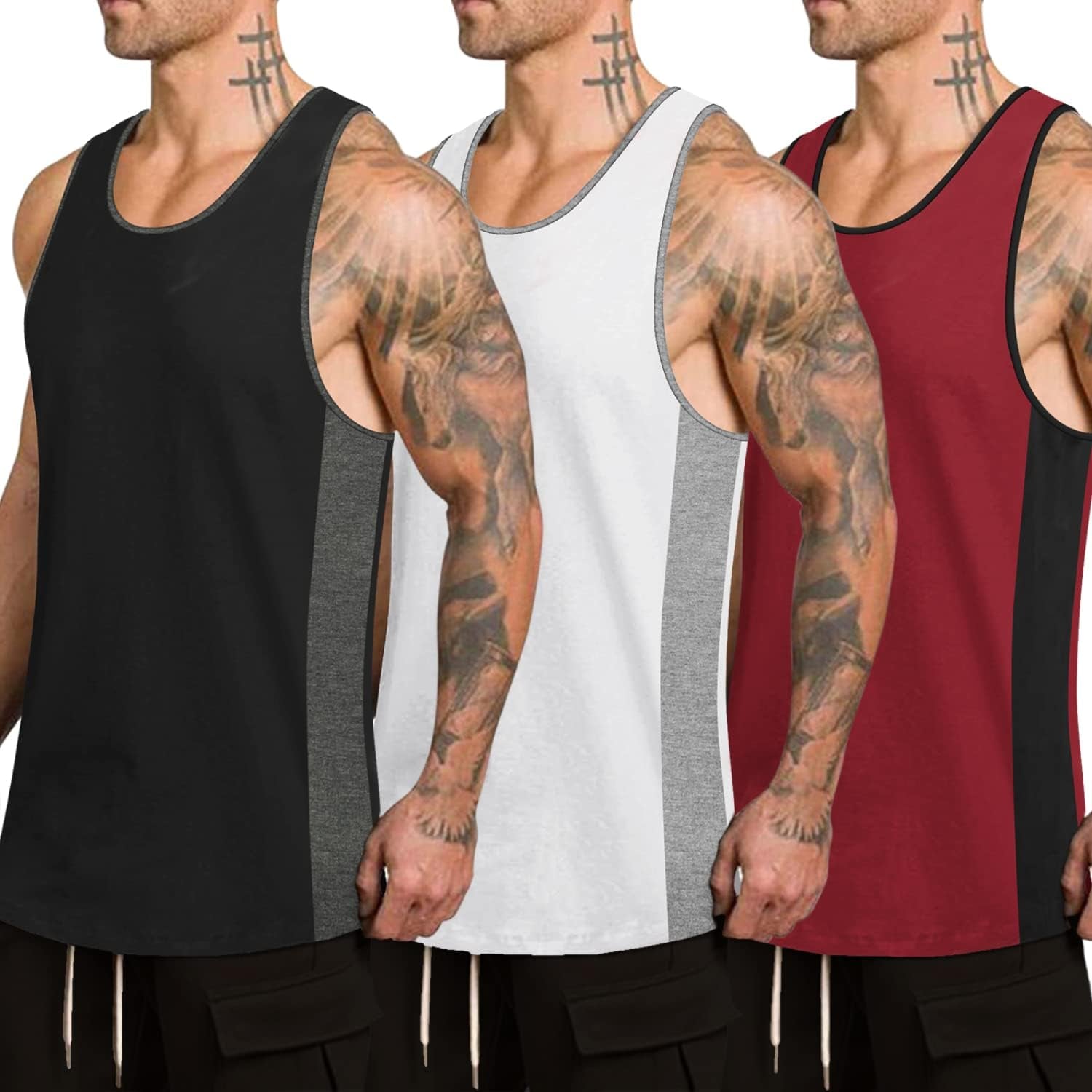 Men'S Gym Tank Tops Y-Back Workout Muscle Tee Training Bodybuilding Fitness Sleeveless T Shirt