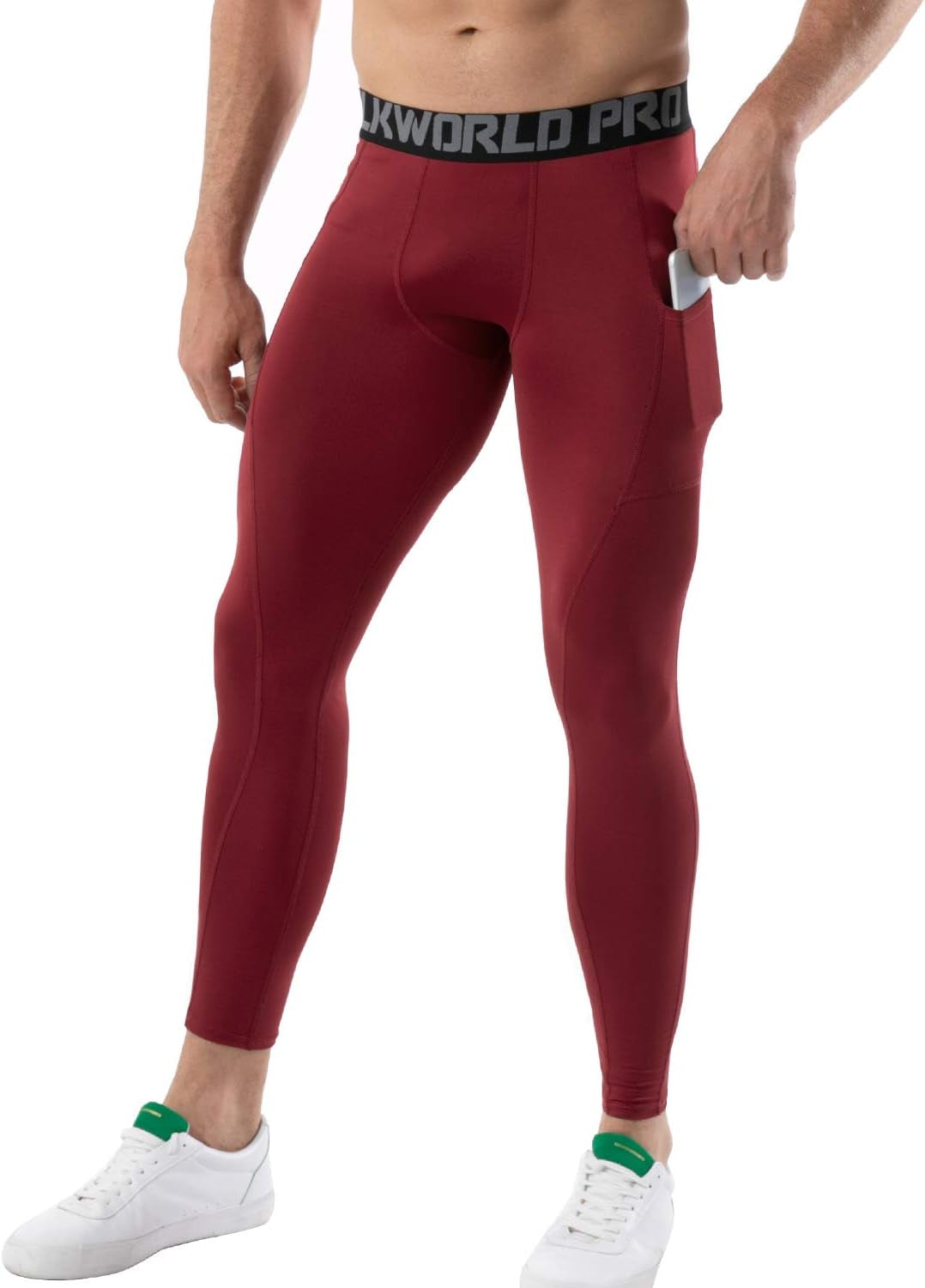 Men'S 1~3 Pack Compression Pants Pockets Cool Dry Gym Leggings Baselayer Running Tights