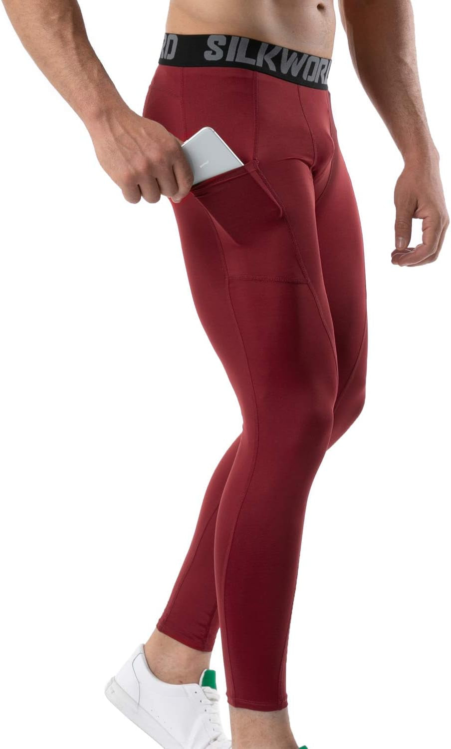 Men'S 1~3 Pack Compression Pants Pockets Cool Dry Gym Leggings Baselayer Running Tights