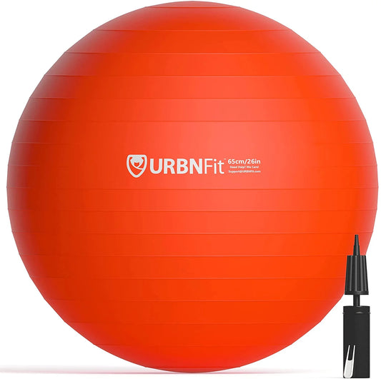 Exercise Ball with Quick-Pump - Workout Ball for Stability, Anti-Burst & Anti-Slip Balance Ball for Fitness & Yoga (Red, 65Cm)