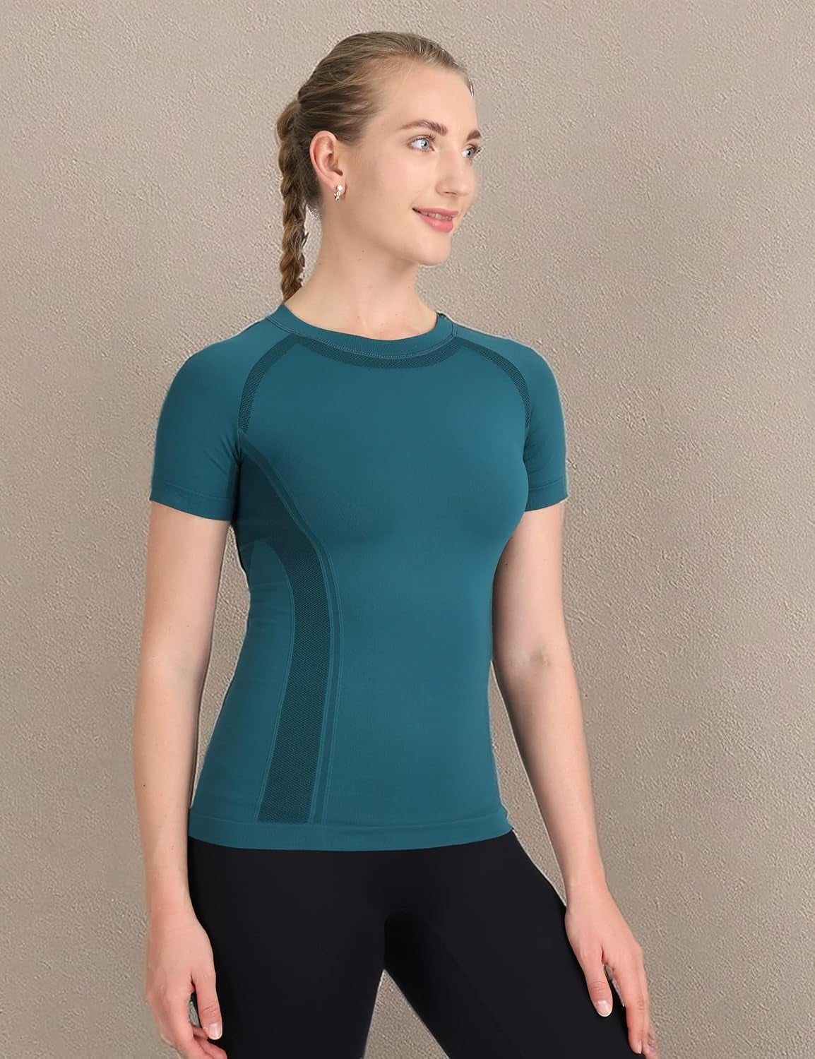 Workout Shirts for Women Short Sleeve, Workout Tops for Women, Quick Dry Gym Athletic Tops，Seamless Yoga Shirts