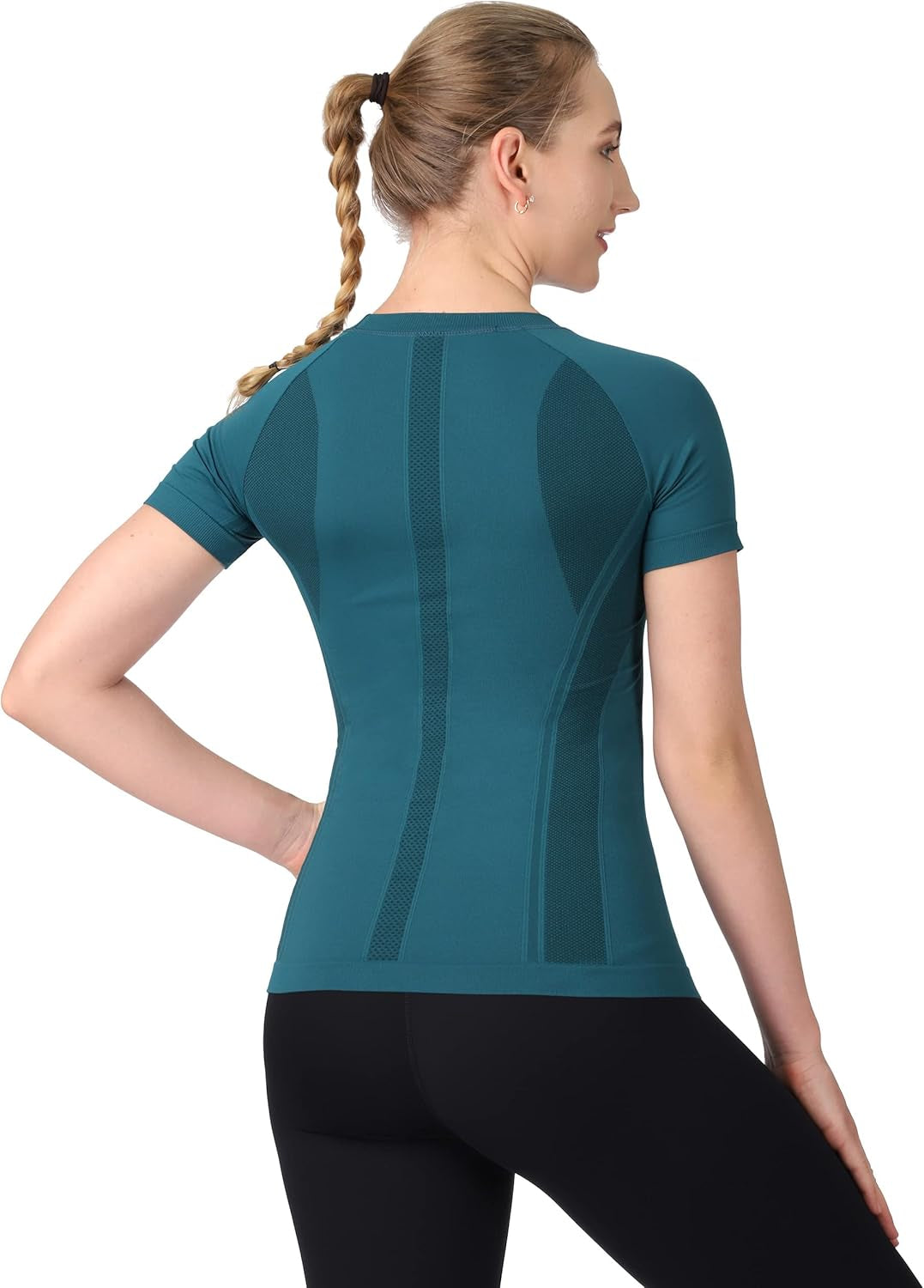 Workout Shirts for Women Short Sleeve, Workout Tops for Women, Quick Dry Gym Athletic Tops，Seamless Yoga Shirts
