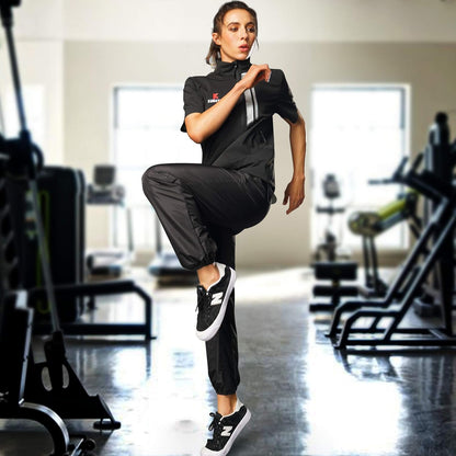 Sauna Pants for Women High Waist Neoprene-Free Hot Thermo Sweat Workout Fitness Training Exercise Pants Body Shaper (Black, Medium)