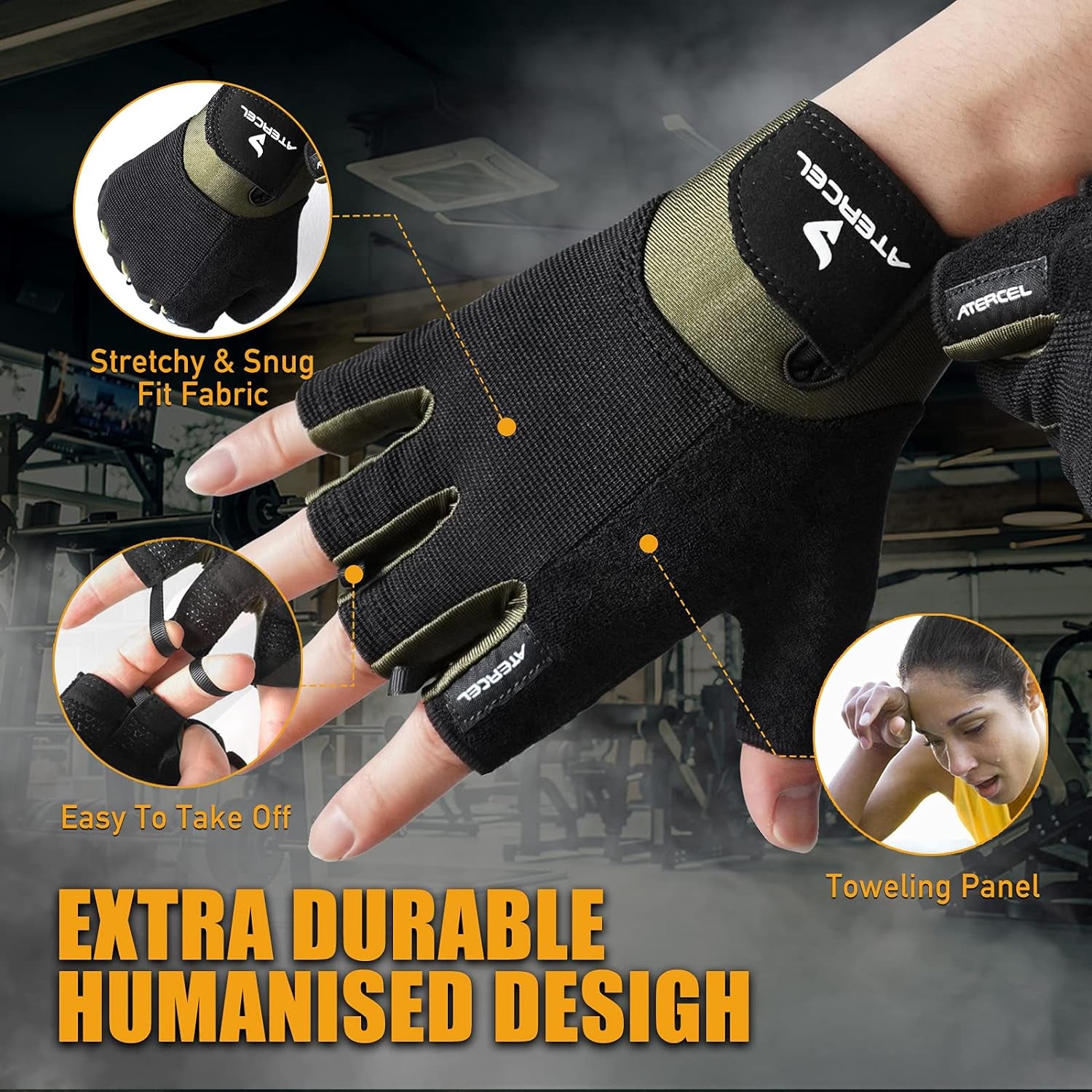 Workout Gloves for Men and Women, Exercise Gloves for Weight Lifting, Cycling, Gym, Training, Breathable and Snug Fit