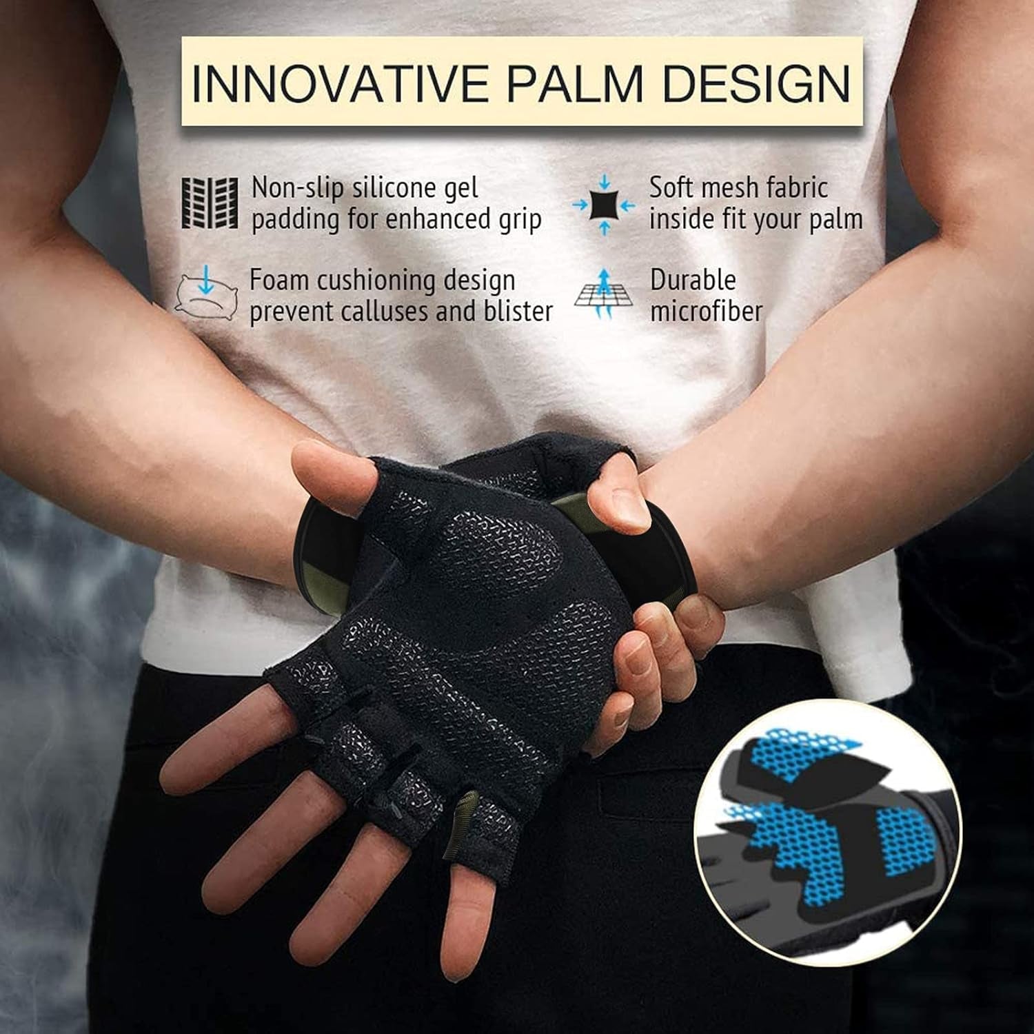 Workout Gloves for Men and Women, Exercise Gloves for Weight Lifting, Cycling, Gym, Training, Breathable and Snug Fit
