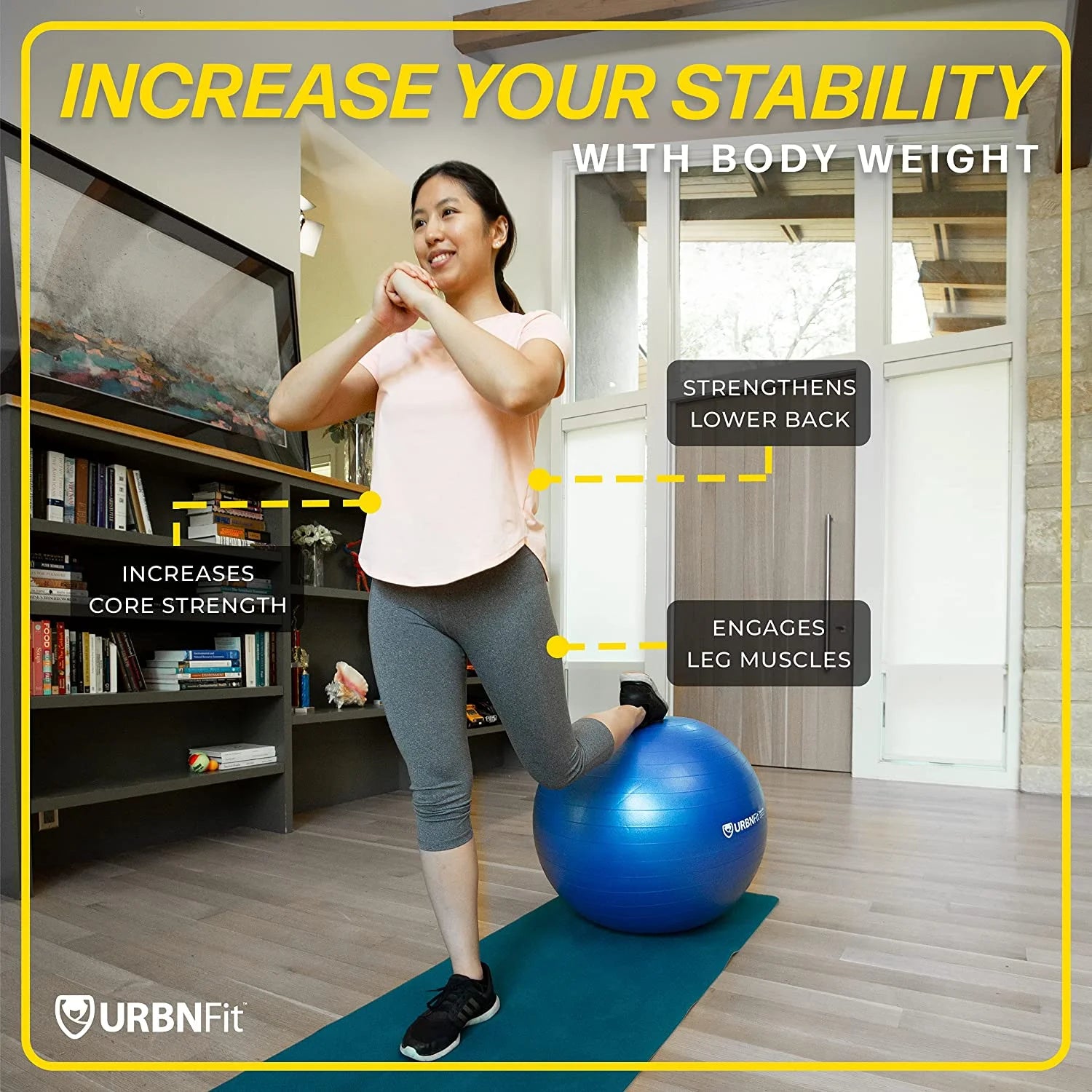 Exercise Ball with Quick-Pump - Workout Ball for Stability, Anti-Burst & Anti-Slip Balance Ball for Fitness & Yoga (Red, 65Cm)