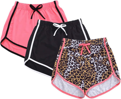Girls 3 Pack Workout Dolphin Shorts Running Athletic Shorts Drawstring Sports Yoga Shorts