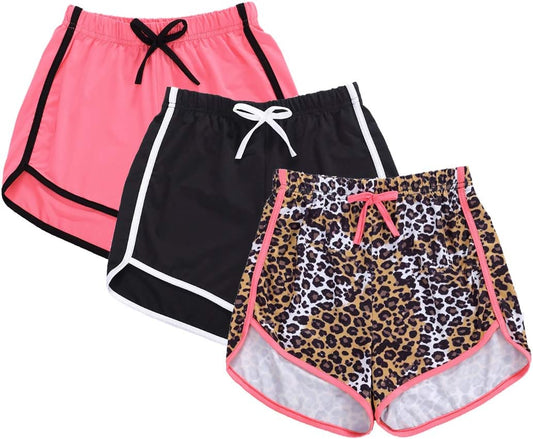 Girls 3 Pack Workout Dolphin Shorts Running Athletic Shorts Drawstring Sports Yoga Shorts